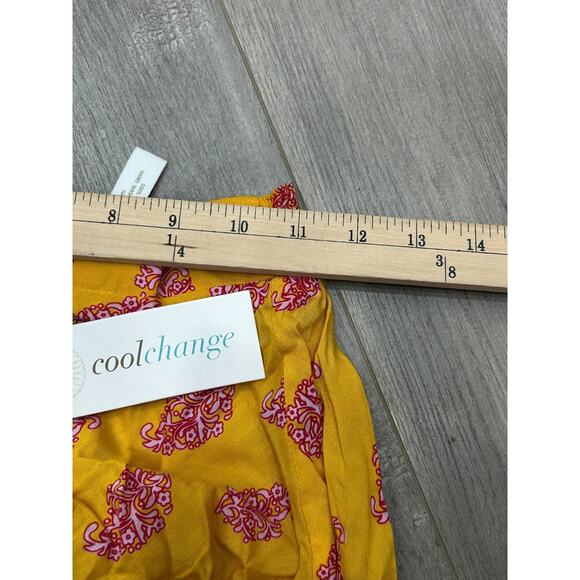 Cool Change Womens Yellow Red Paisley Elastic Waist Ruffle Hem Midi Skirt Size S - Picture 7 of 8